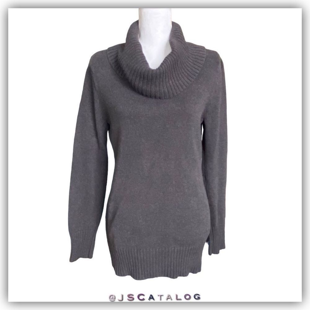 Pria Charcoal Grey Loose Turtleneck Cable Knit Winter Pullover - M - EUC
